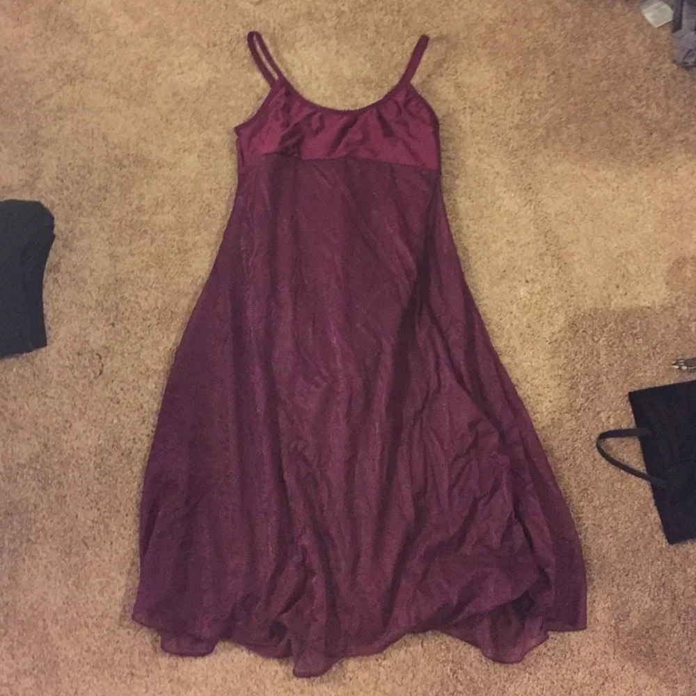 maroon leotard with sheer‎ attached skirt